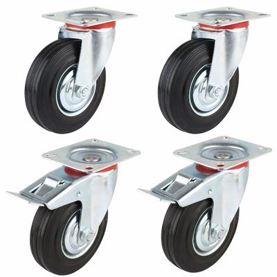 3" 4" 5" 6" 8 นิ้ว ยาง Caster Wheels, Steel Core โรลเลอร์เบียริง Caster Wheels OEM ODM
