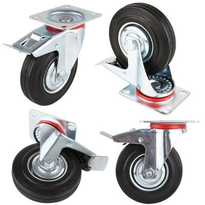 3" 4" 5" 6" 8 นิ้ว ยาง Caster Wheels, Steel Core โรลเลอร์เบียริง Caster Wheels OEM ODM