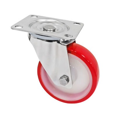 สีแดง สีขาว PU 5 นิ้ว 125 มิลลิเมตร ล้อคาร์สเตอร์
