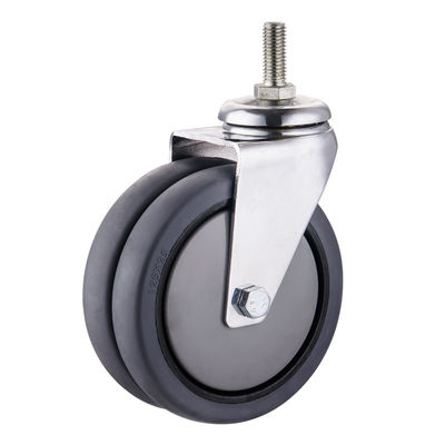 TPR Caster Wheels 75mm 100mm 125mm PU เครื่องปั่นล้อคู่อุตสาหกรรม