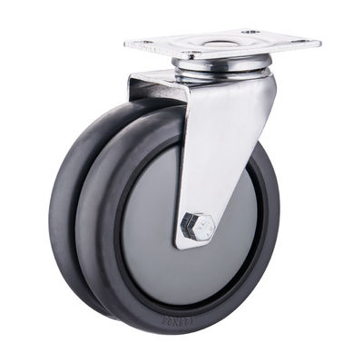 TPR Caster Wheels 75mm 100mm 125mm PU เครื่องปั่นล้อคู่อุตสาหกรรม