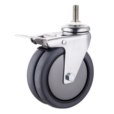 TPR Caster Wheels 75mm 100mm 125mm PU เครื่องปั่นล้อคู่อุตสาหกรรม