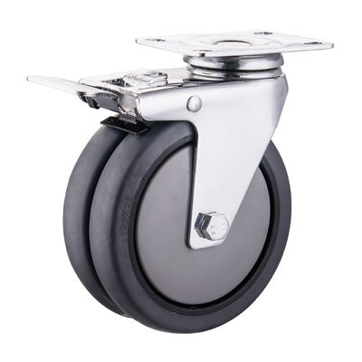 TPR Caster Wheels 75mm 100mm 125mm PU เครื่องปั่นล้อคู่อุตสาหกรรม