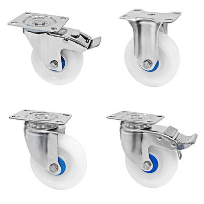 ภาระกลาง 304 สแตนเลส Casters สีขาว PA Casters 150-200KG ความจุภาระ