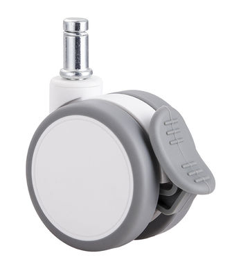 2.5 นิ้ว ขาวเงียบ Twin Wheel Caster กับแผ่นบน / เบรกเดียว