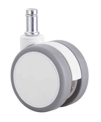 2.5 นิ้ว ขาวเงียบ Twin Wheel Caster กับแผ่นบน / เบรกเดียว