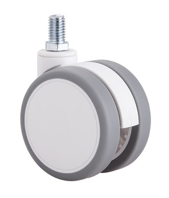 2.5 นิ้ว ขาวเงียบ Twin Wheel Caster กับแผ่นบน / เบรกเดียว